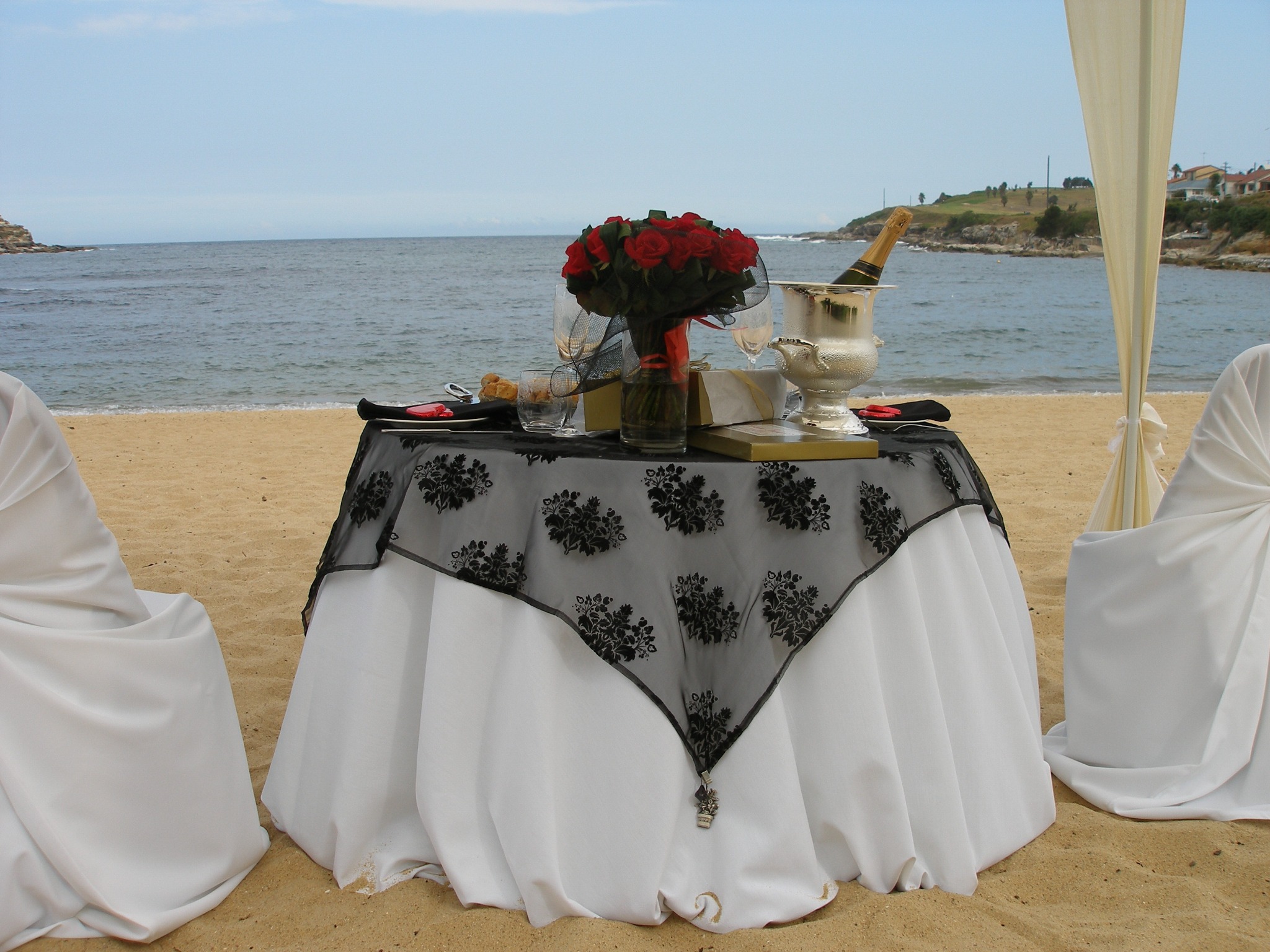 Private romantic dinner table by the sea